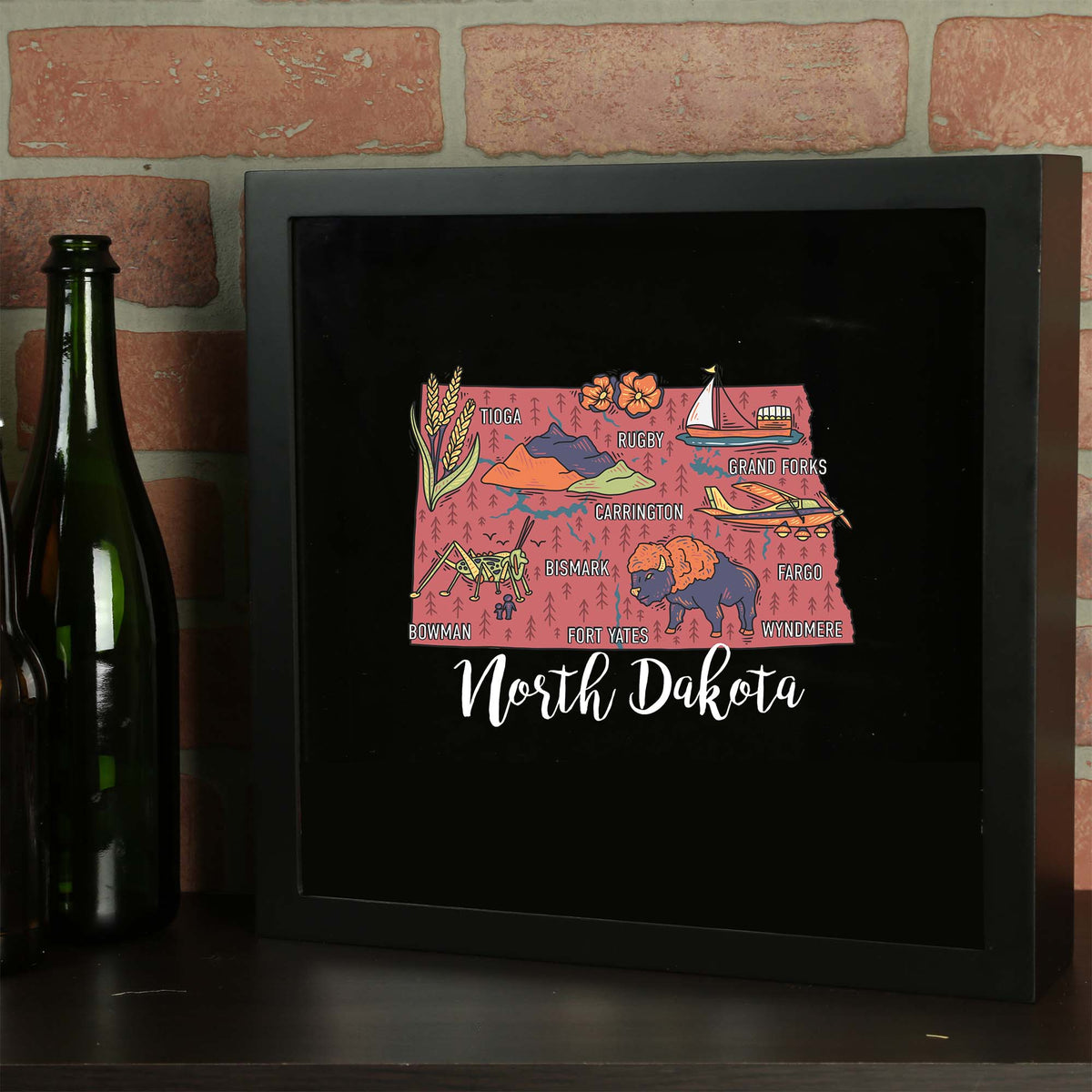 Torched Products Barware State Map Design Shadow Box