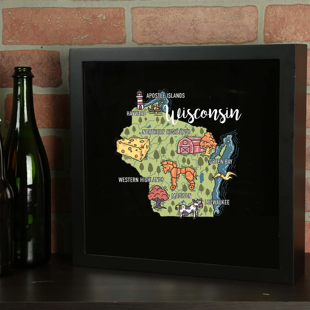 Torched Products Barware State Map Design Shadow Box