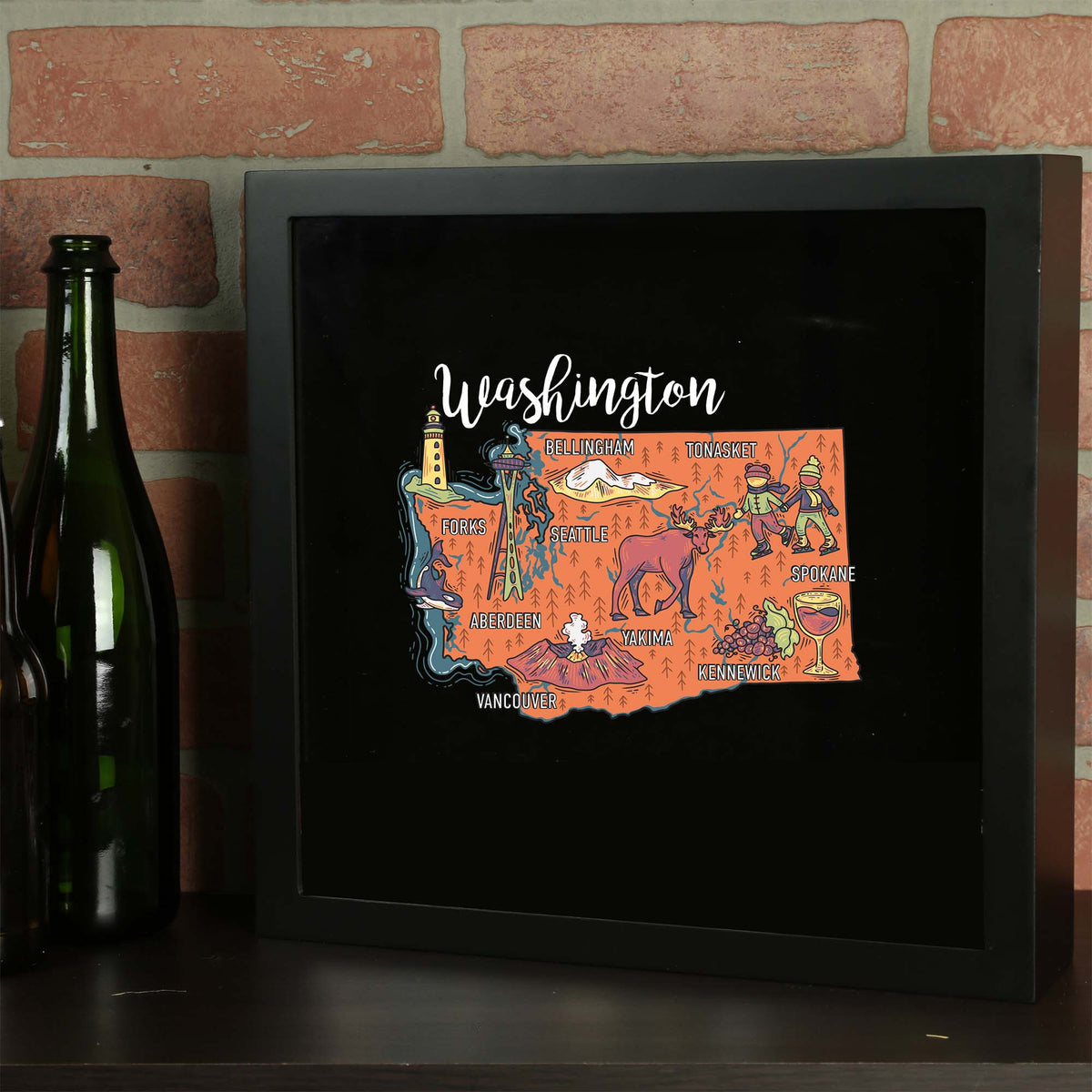 Torched Products Barware State Map Design Shadow Box