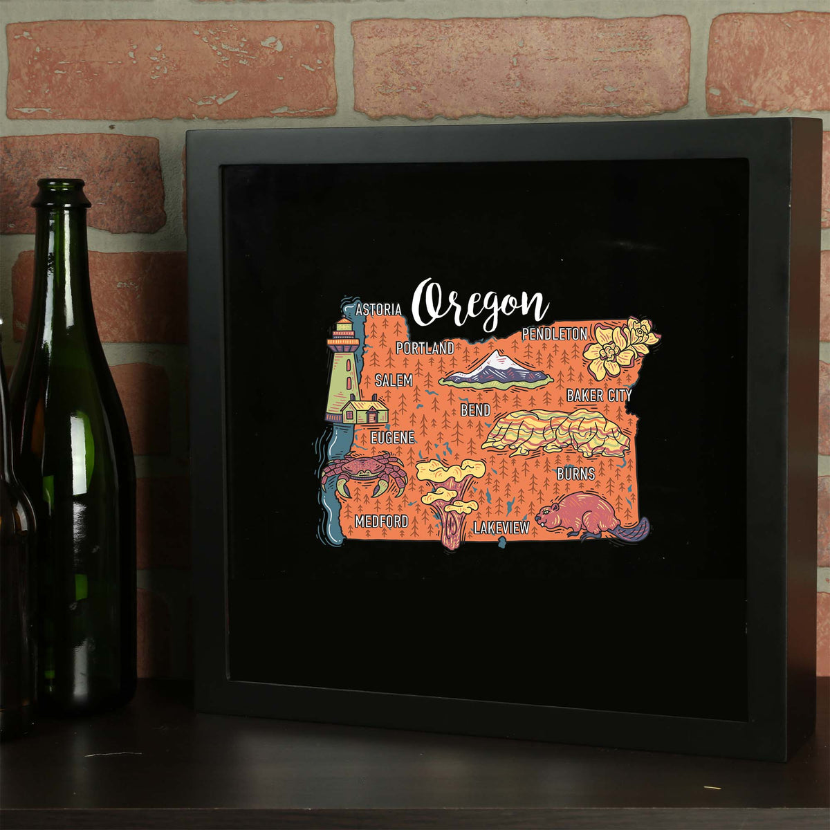 Torched Products Barware State Map Design Shadow Box