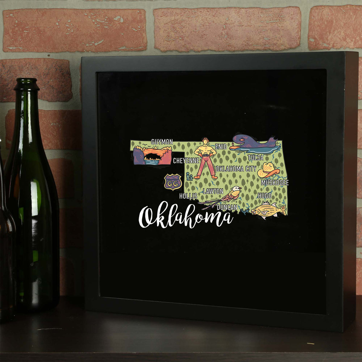 Torched Products Barware State Map Design Shadow Box