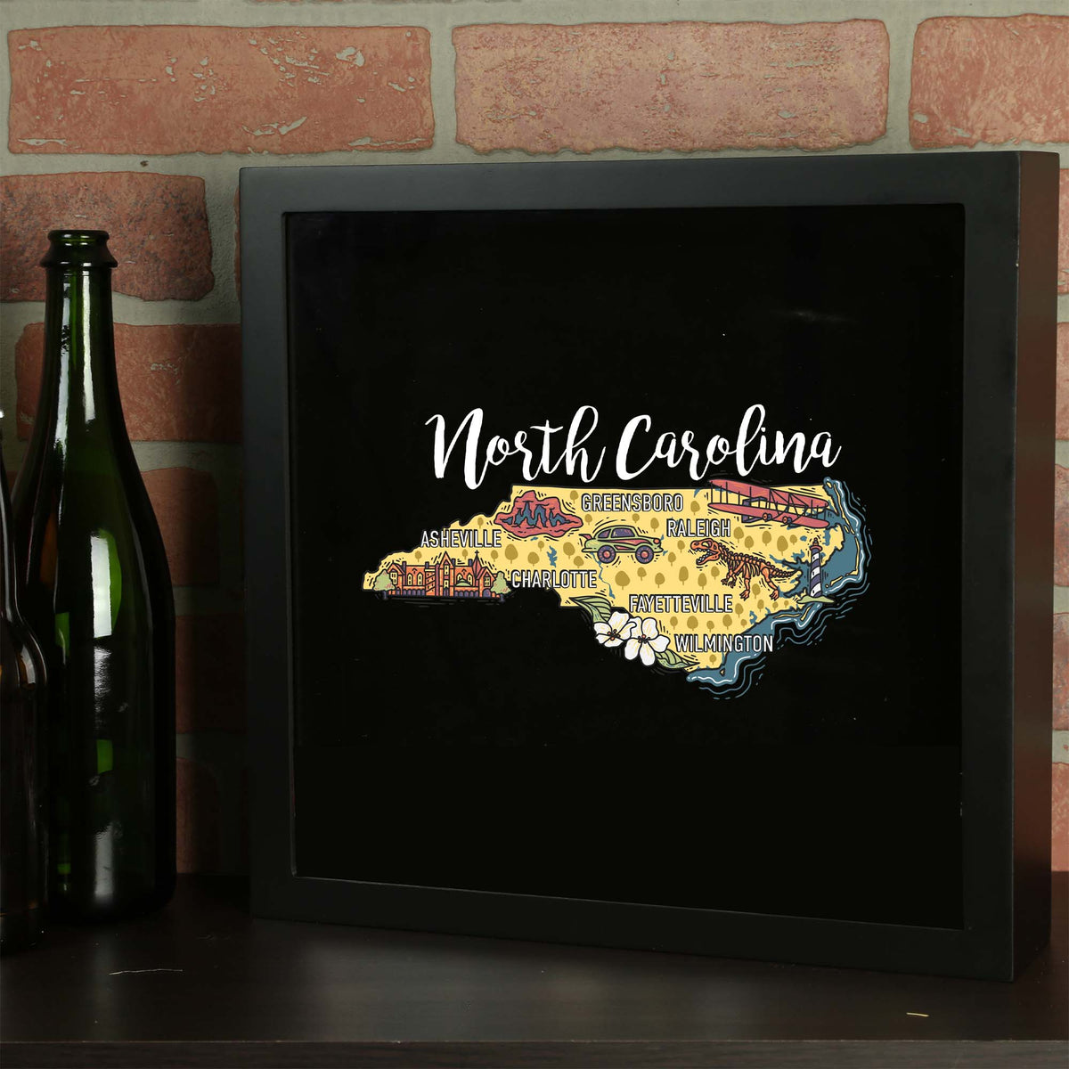 Torched Products Barware State Map Design Shadow Box
