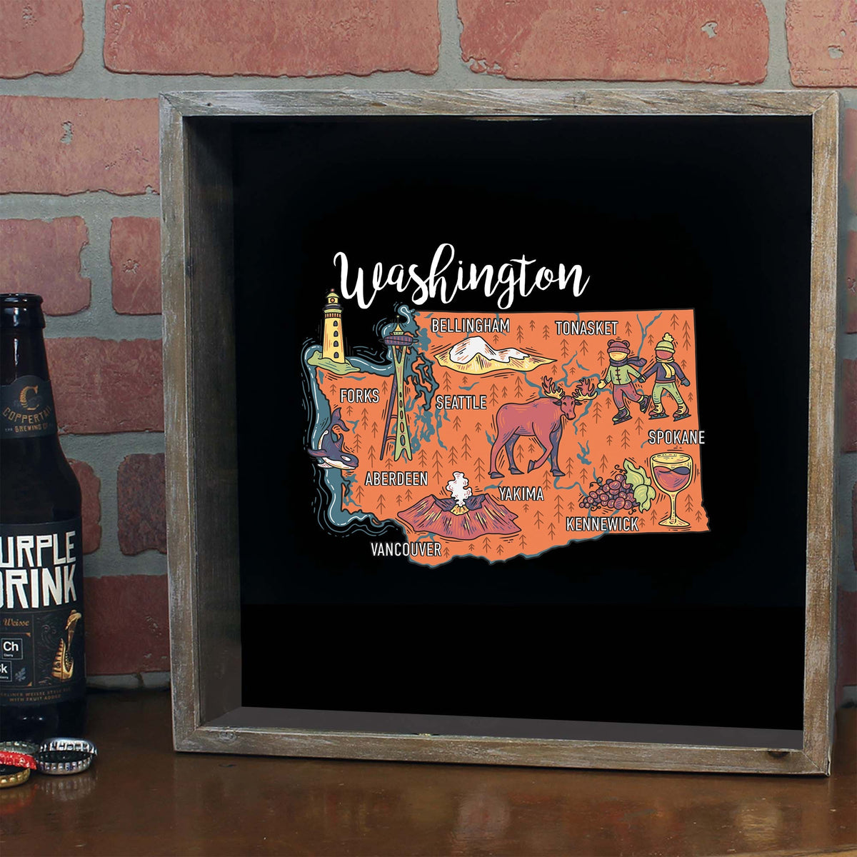 Torched Products Barware State Map Design Shadow Box