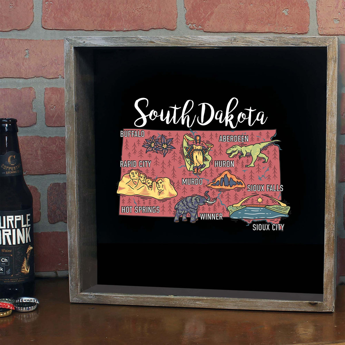 Torched Products Barware State Map Design Shadow Box