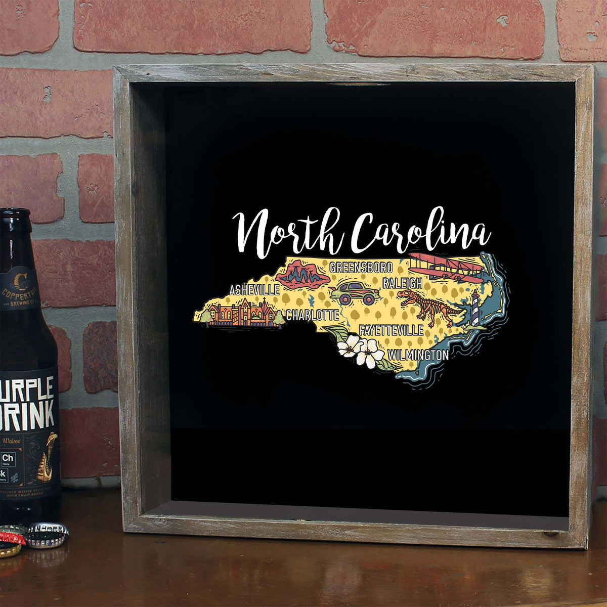 Torched Products Barware State Map Design Shadow Box