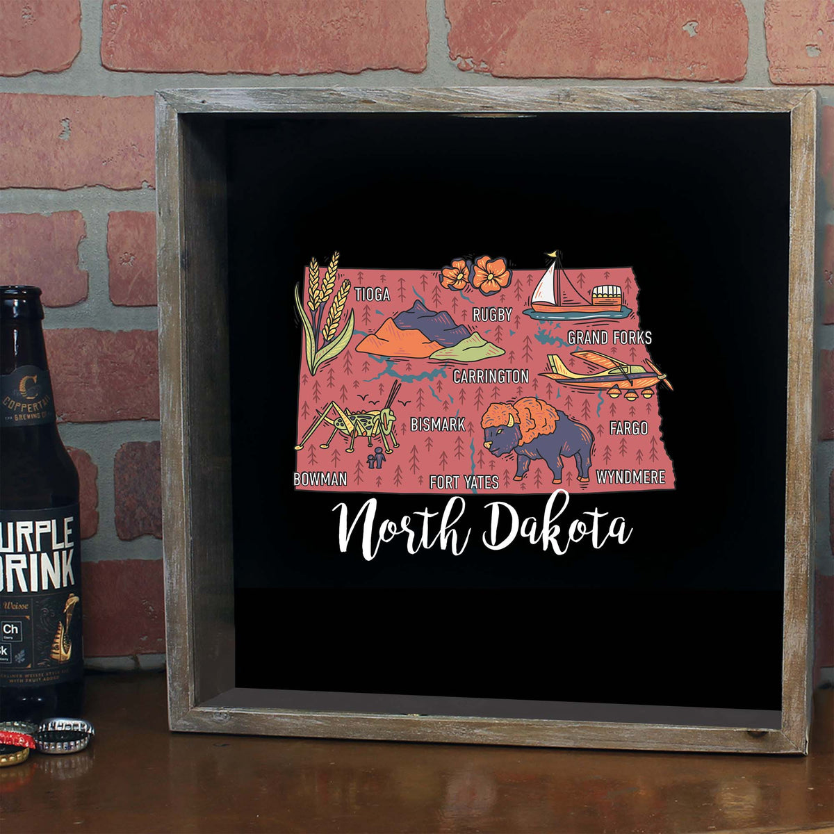 Torched Products Barware State Map Design Shadow Box