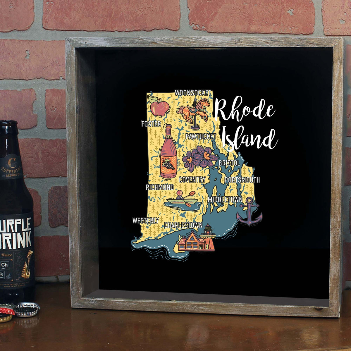 Torched Products Barware State Map Design Shadow Box