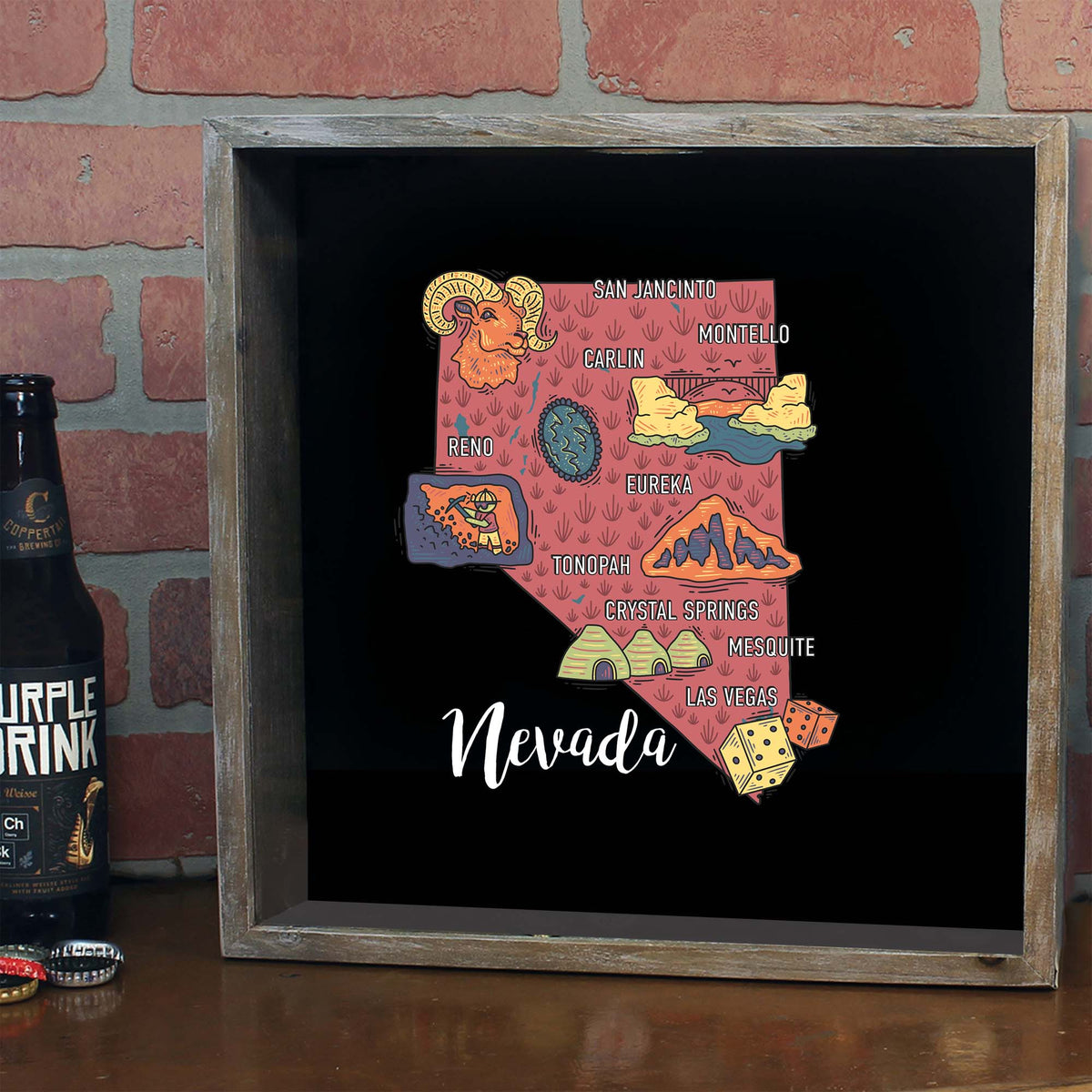 Torched Products Barware State Map Design Shadow Box