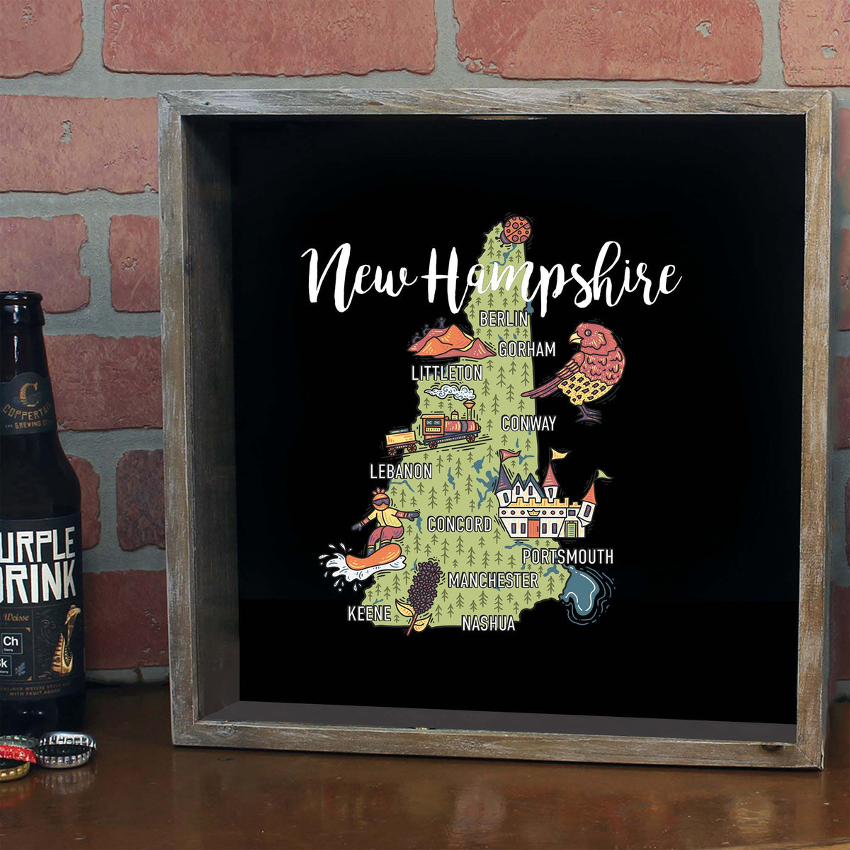 Torched Products Barware State Map Design Shadow Box