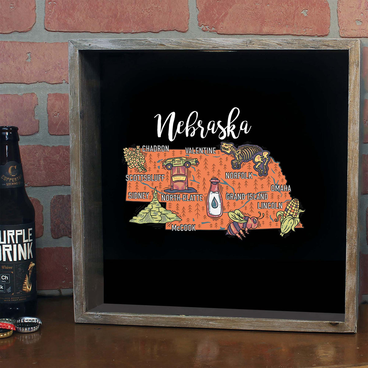Torched Products Barware State Map Design Shadow Box