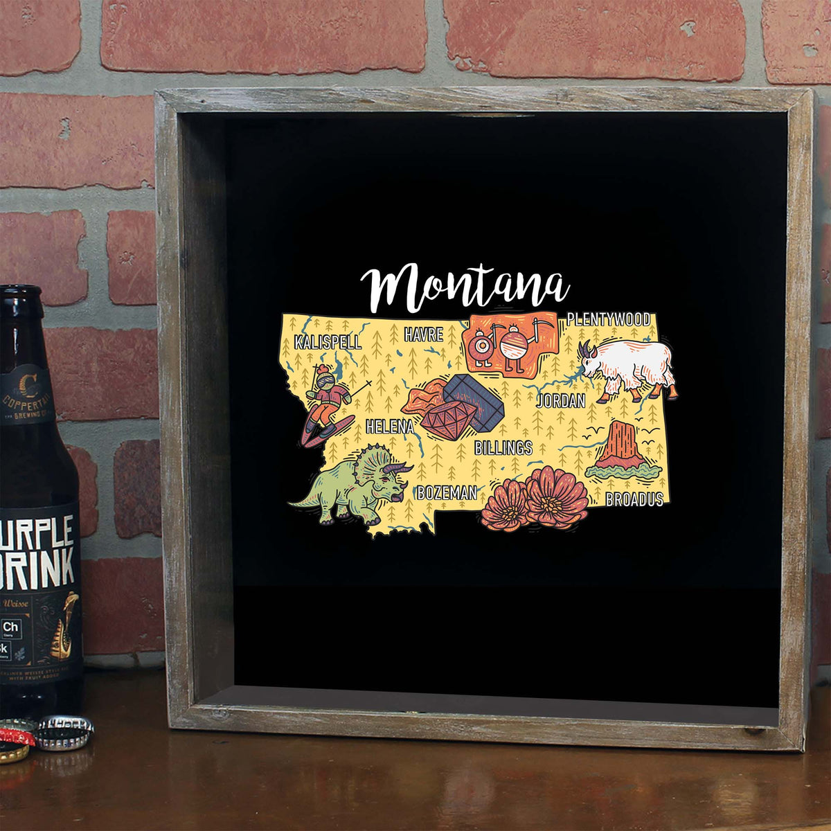 Torched Products Barware State Map Design Shadow Box