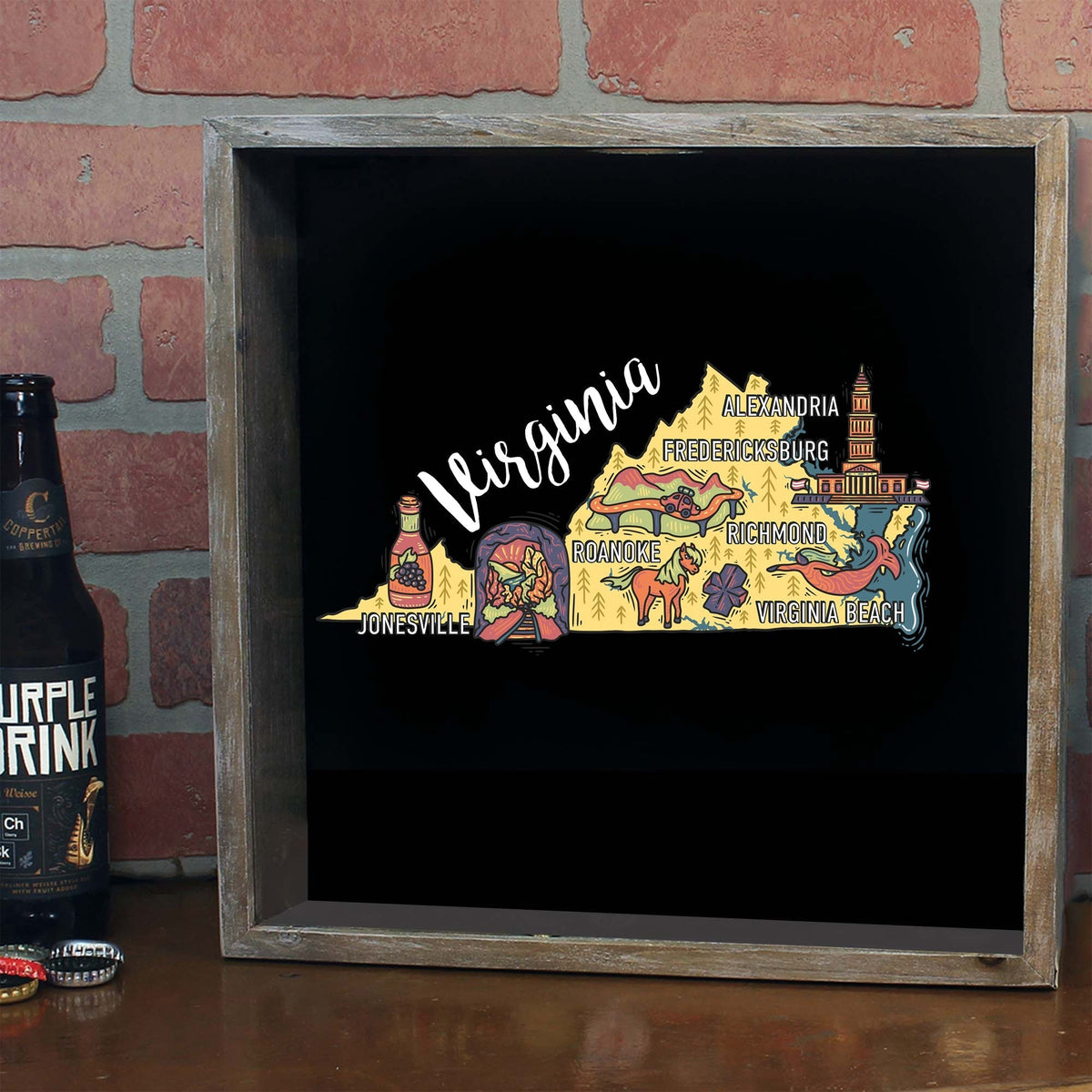 Torched Products Barware State Map Design Shadow Box