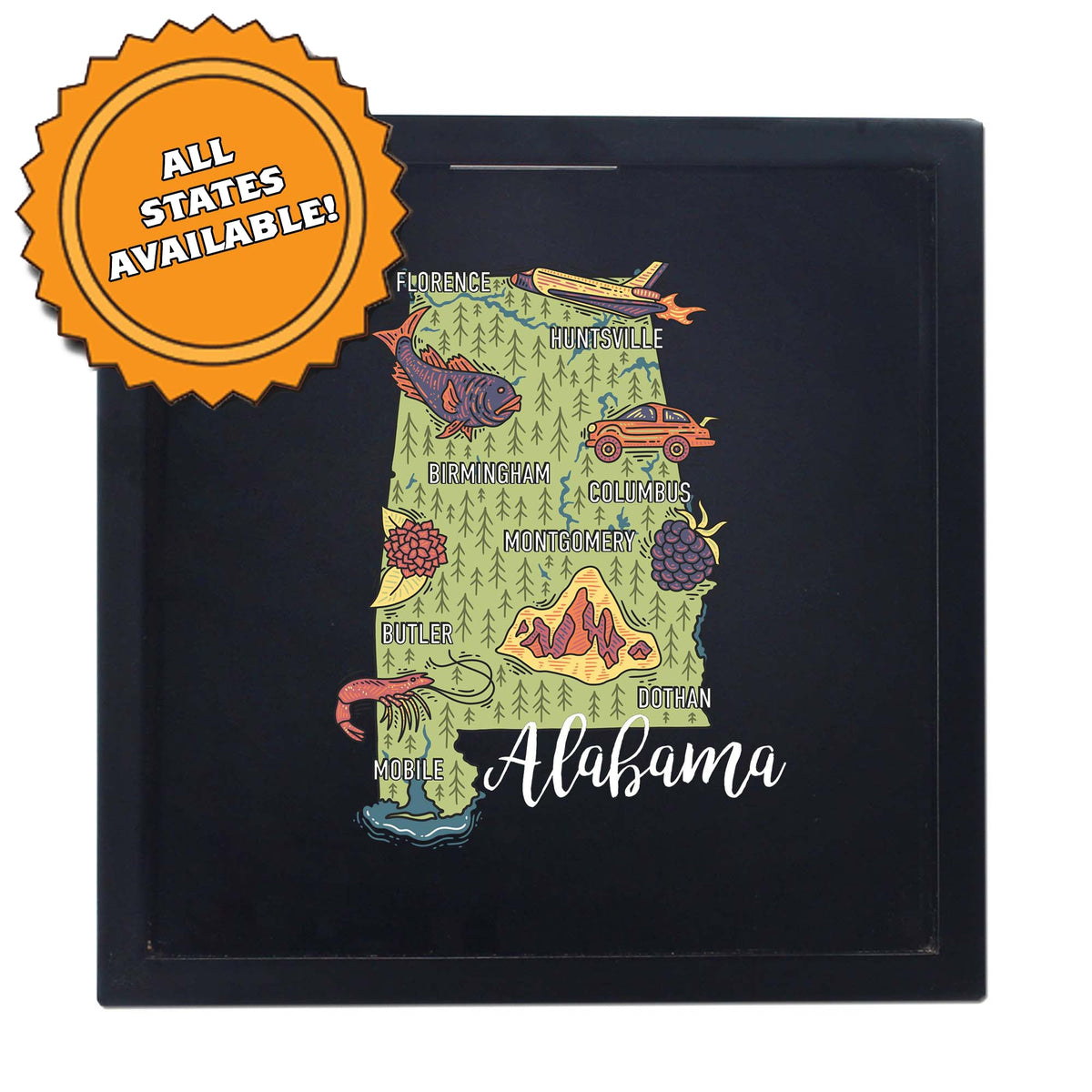 Torched Products Barware State Map Design Shadow Box