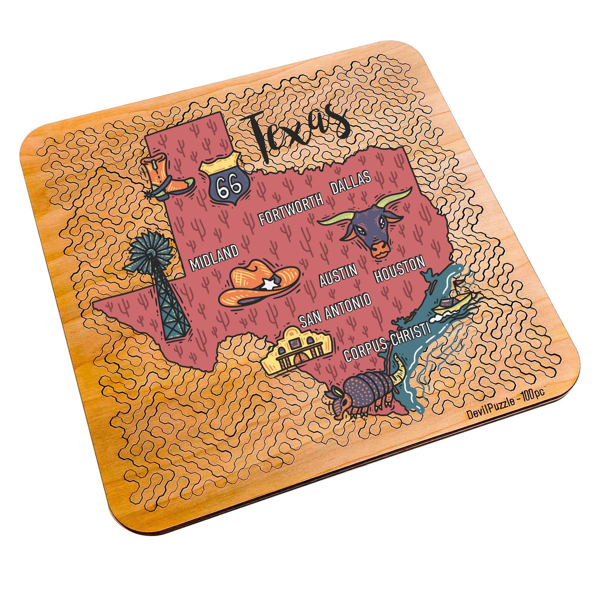 Torched Products puzzles Texas State Pride Map Design Mind Bending Octagonal 100 Piece Puzzle
