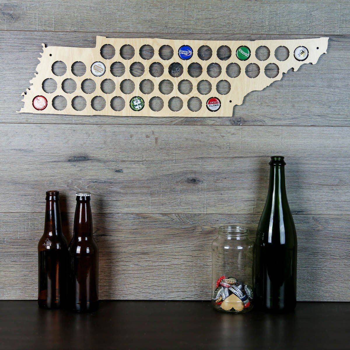 Torched Products Beer Bottle Cap Holder Tennessee Beer Cap Map (777581002869)