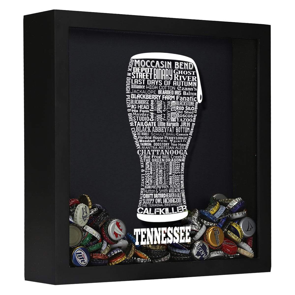 Torched Products Shadow Box Black Tennessee Beer Typography Shadow Box (779428135029)