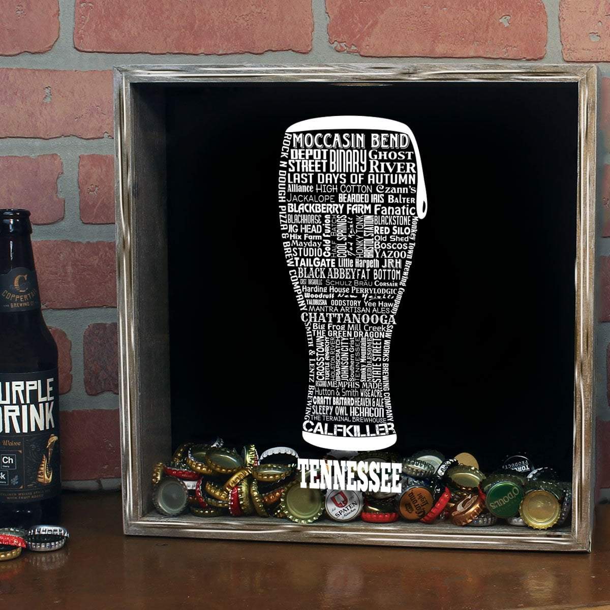 Torched Products Shadow Box Tennessee Beer Typography Shadow Box (779428135029)