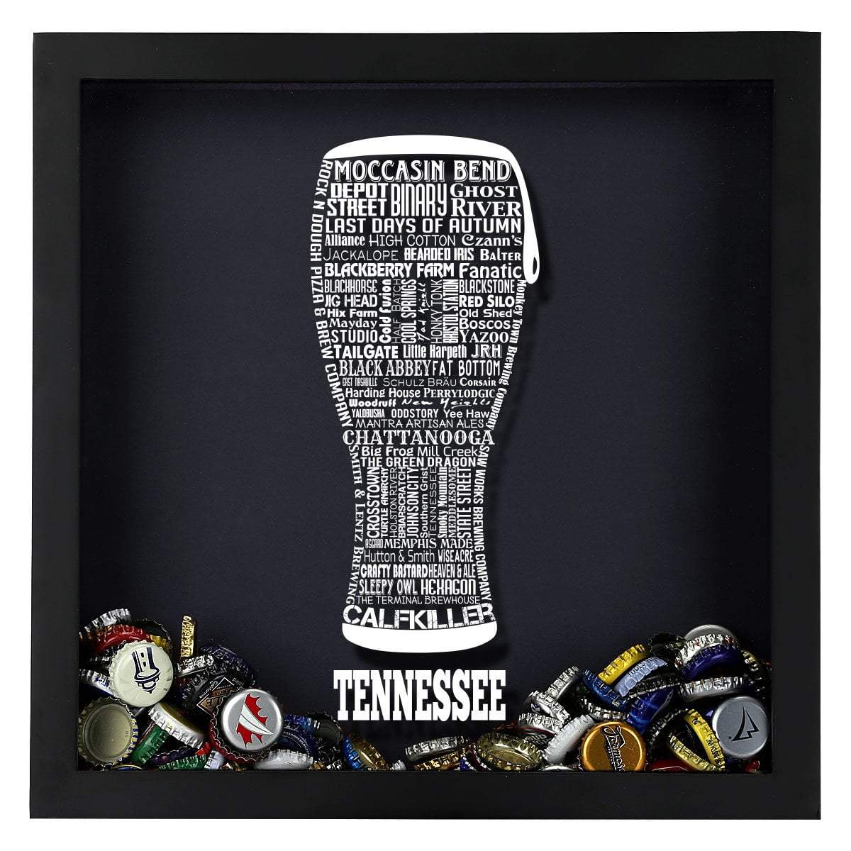 Torched Products Shadow Box Tennessee Beer Typography Shadow Box (779428135029)