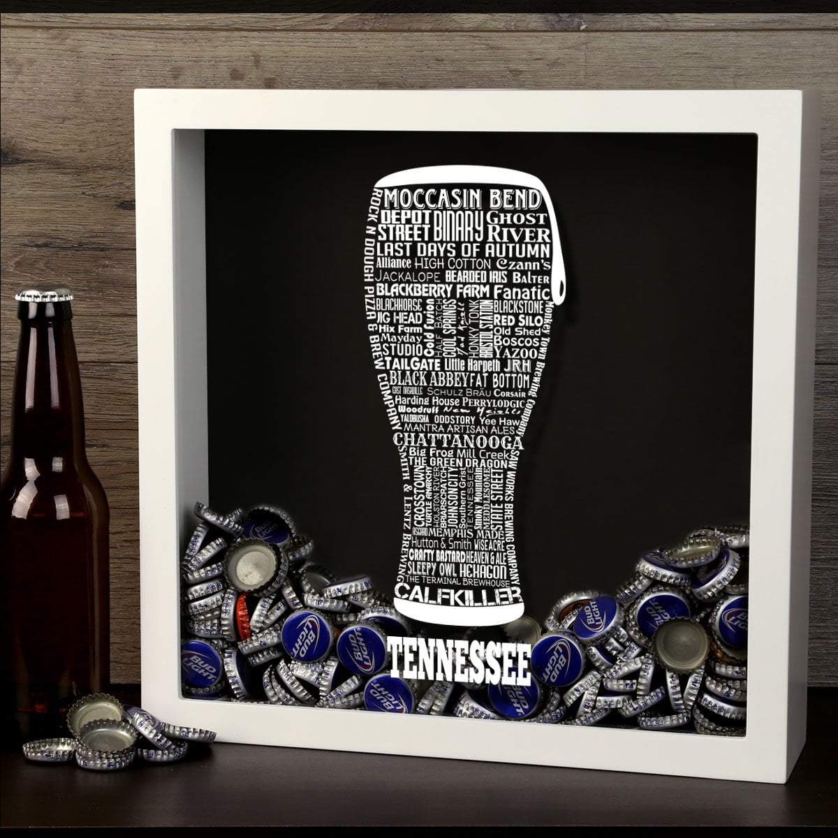 Torched Products Shadow Box Tennessee Beer Typography Shadow Box (779428135029)
