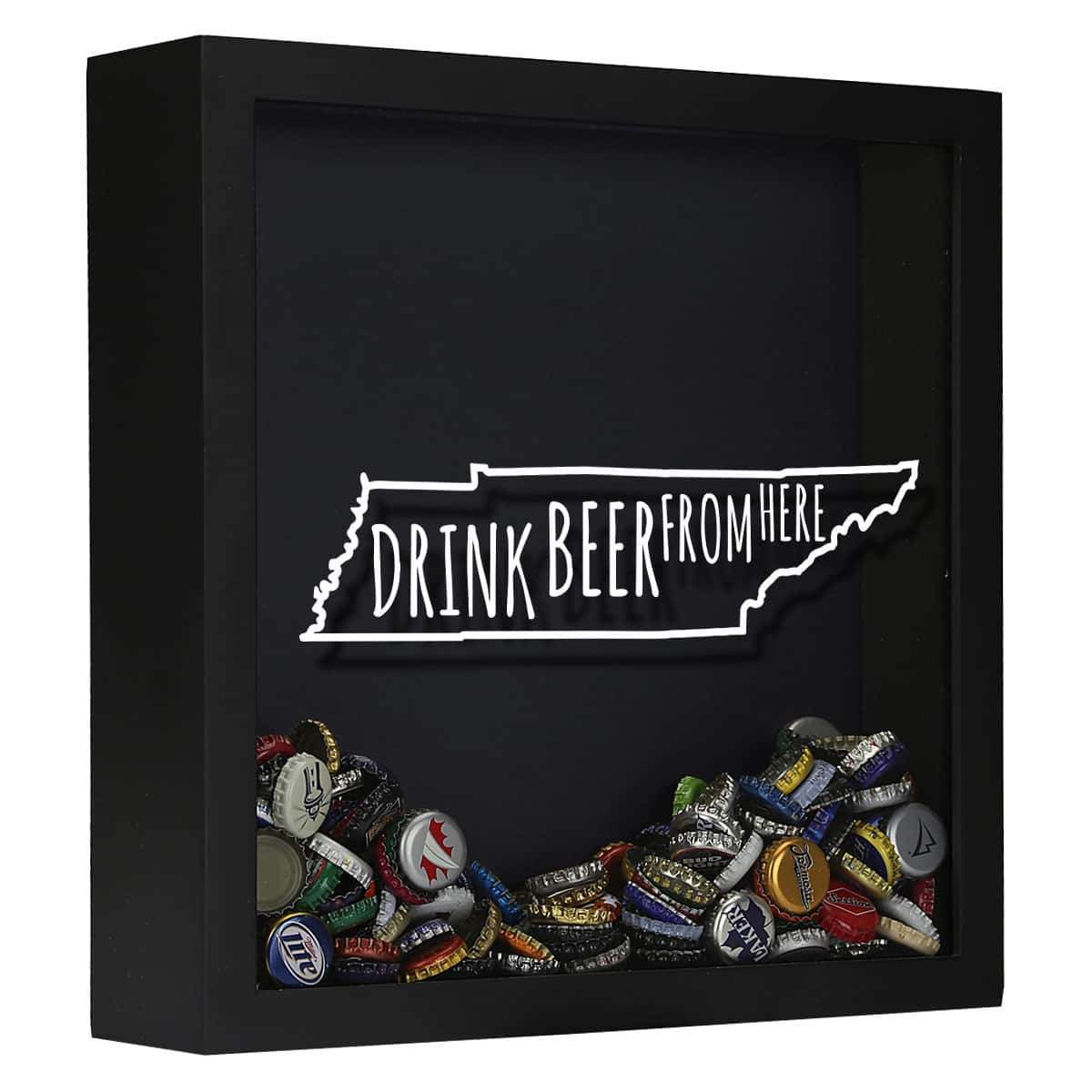 Torched Products Shadow Box Black Tennessee Drink Beer From Here Beer Cap Shadow Box (781184499829)
