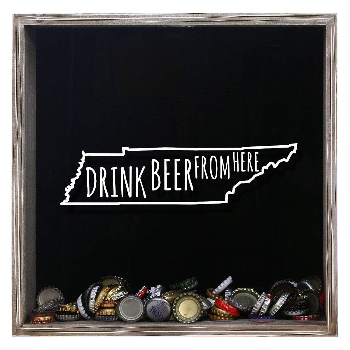 Torched Products Shadow Box Gray Tennessee Drink Beer From Here Beer Cap Shadow Box (781184499829)