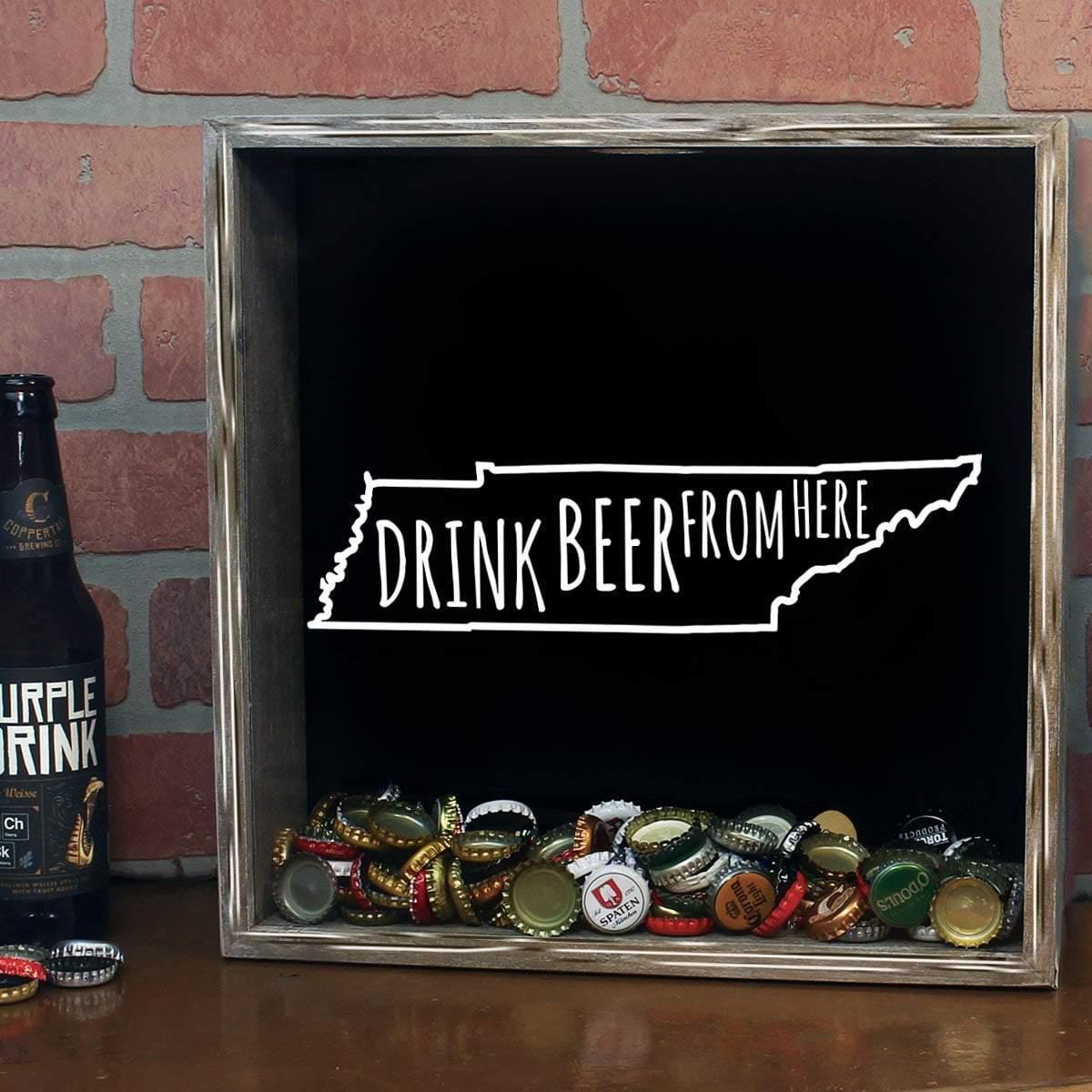 Torched Products Shadow Box Tennessee Drink Beer From Here Beer Cap Shadow Box (781184499829)