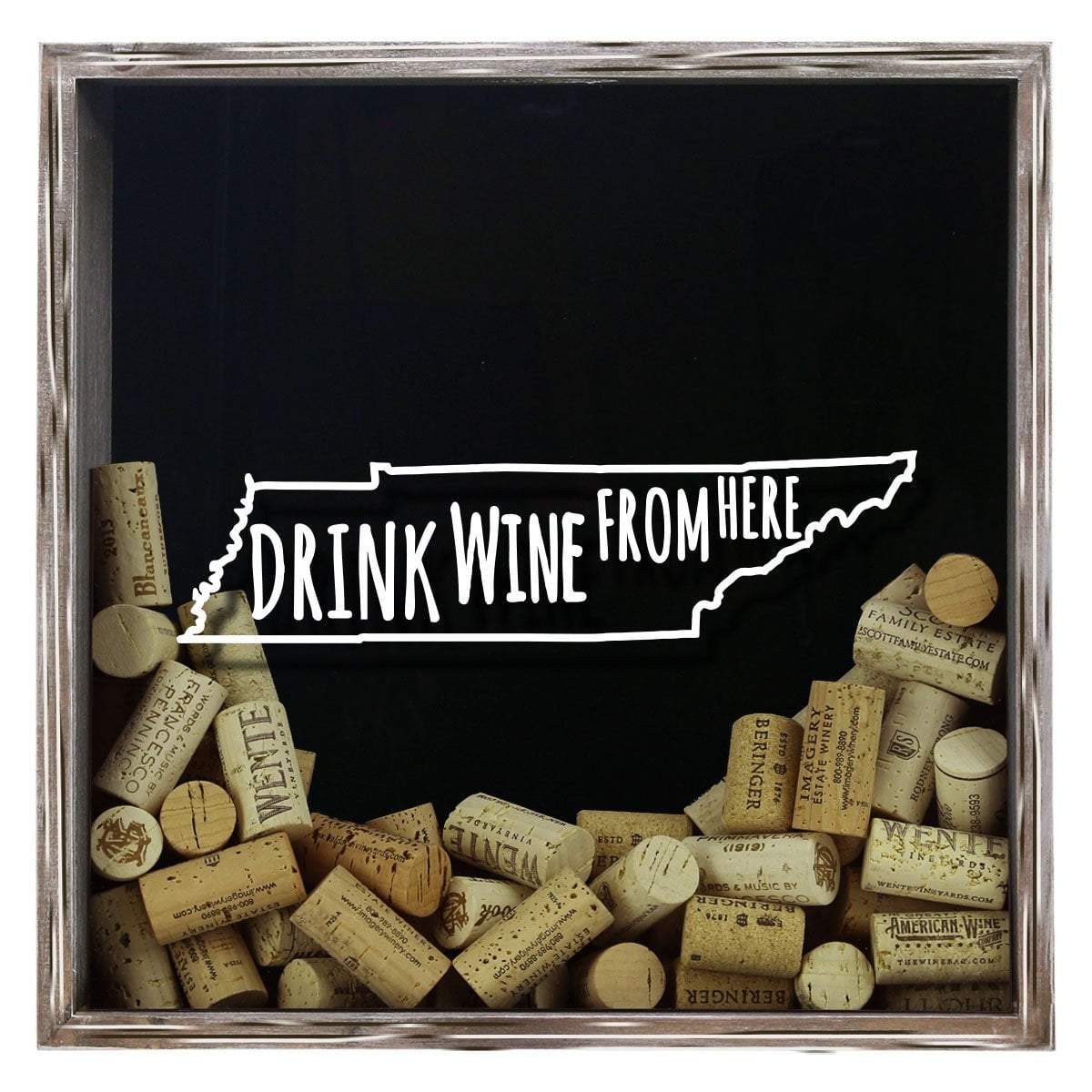 Torched Products Shadow Box Gray Tennessee Drink Wine From Here Wine Cork Shadow Box (795789918325)