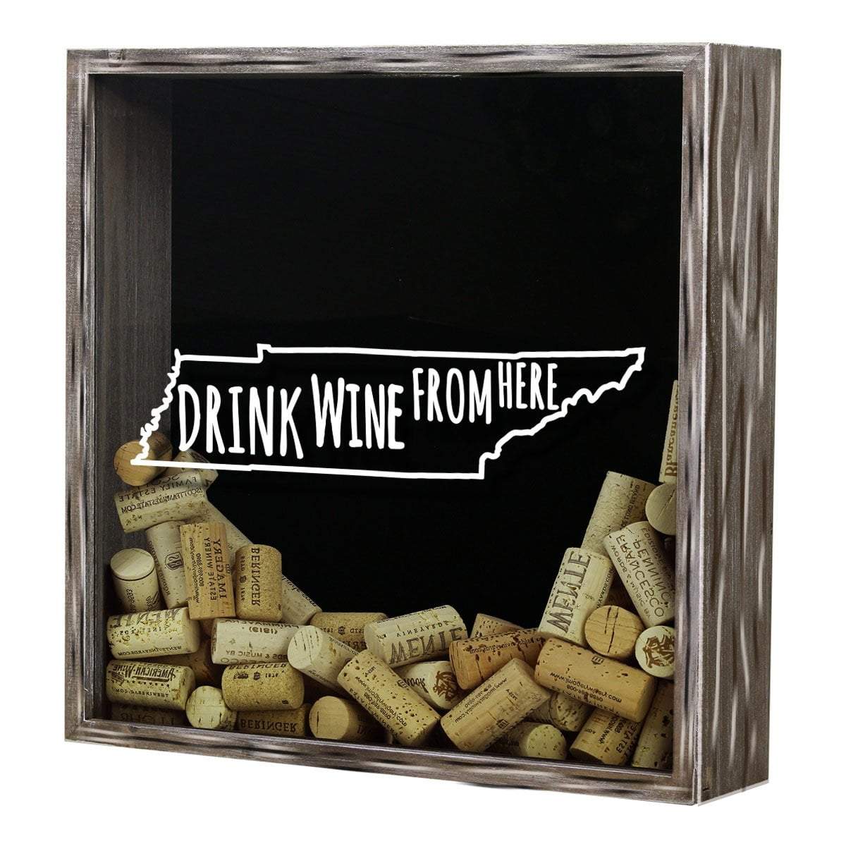 Torched Products Shadow Box Tennessee Drink Wine From Here Wine Cork Shadow Box (795789918325)