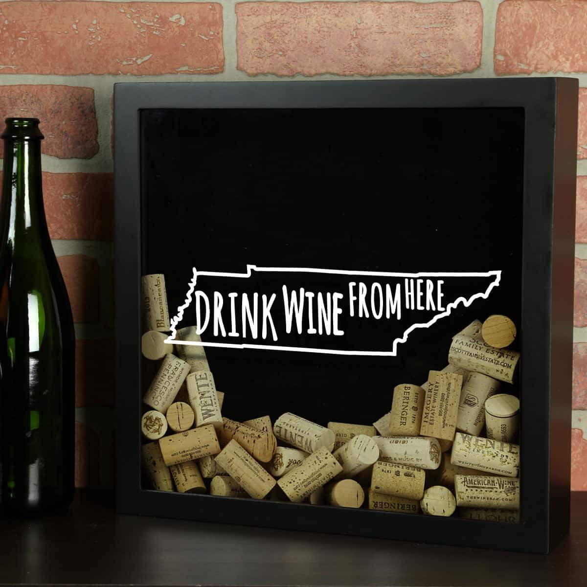Torched Products Shadow Box Black Tennessee Drink Wine From Here Wine Cork Shadow Box (795789918325)