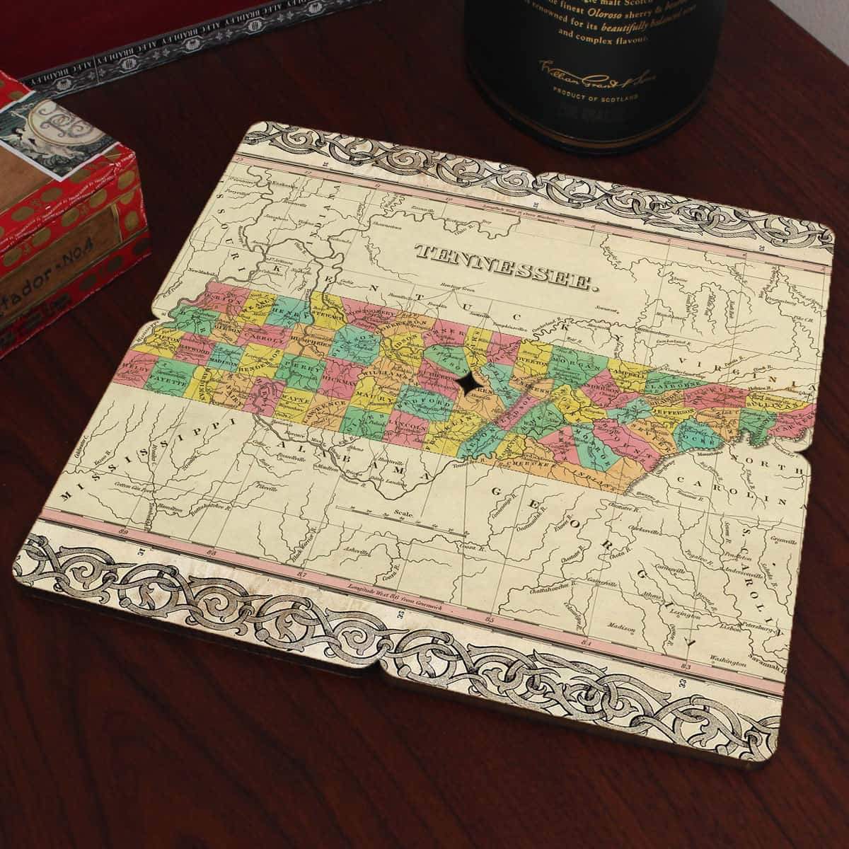 Torched Products Coasters Tennessee Old World Map Coaster (790602416245)
