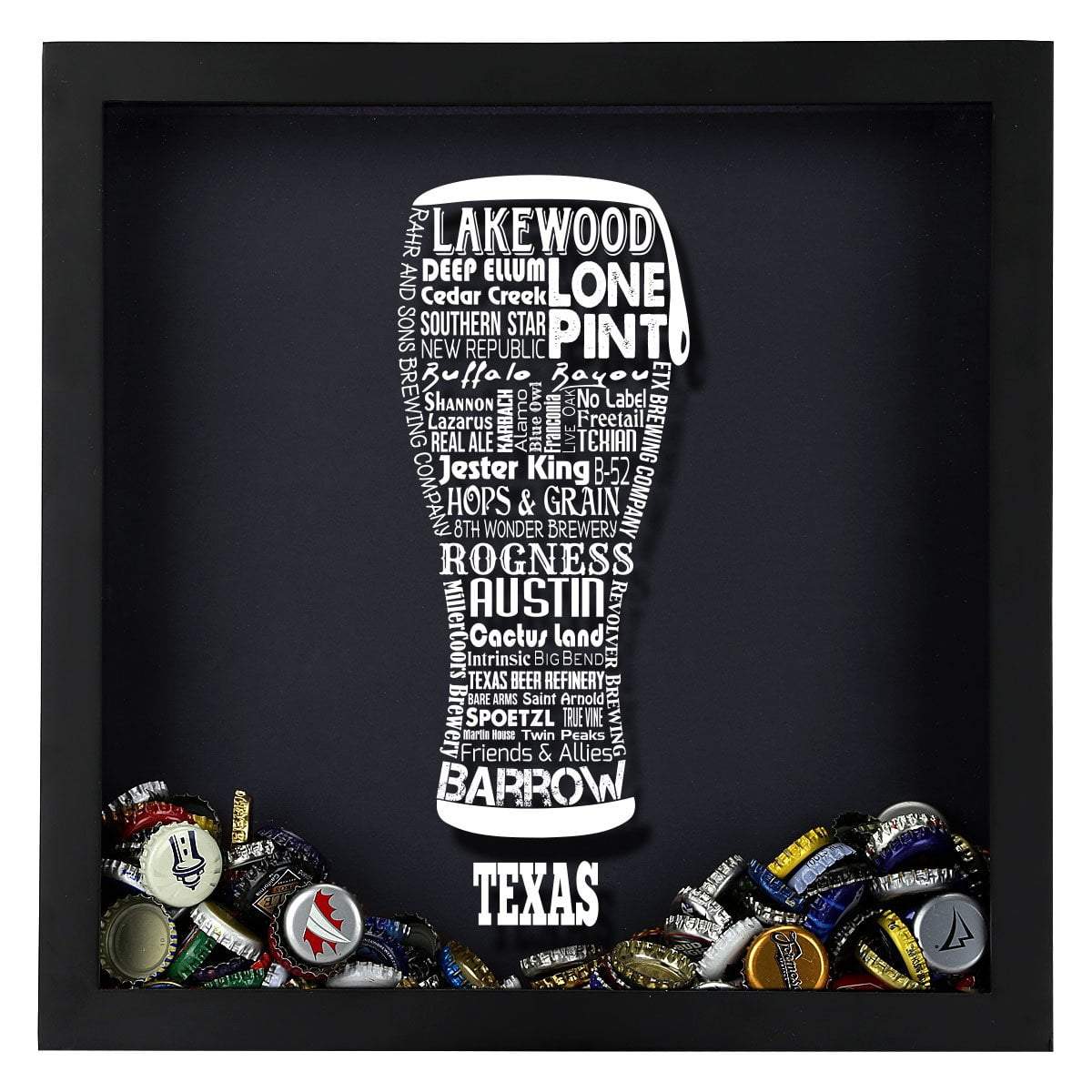 Torched Products Shadow Box Texas Beer Typography Shadow Box (779454939253)