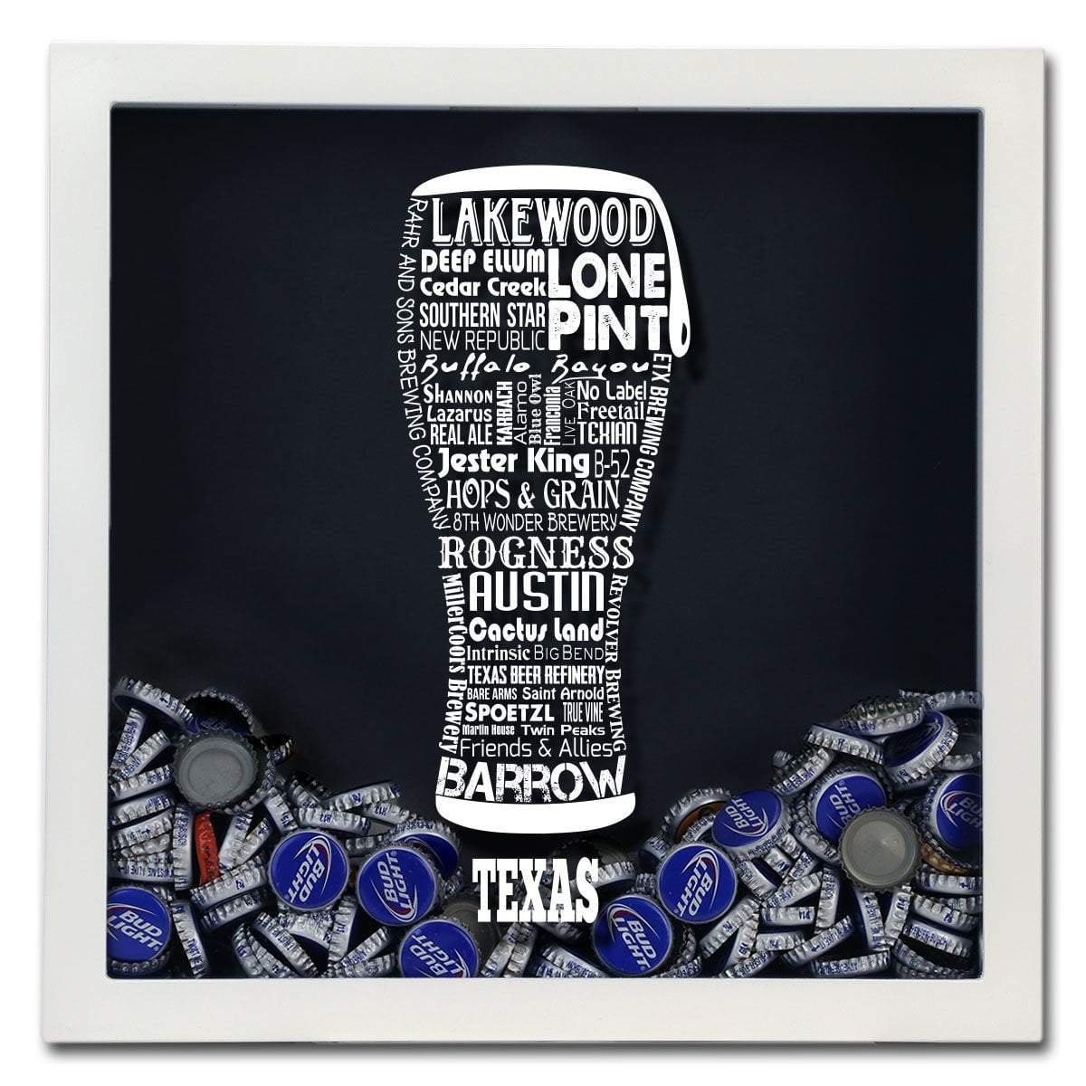 Torched Products Shadow Box Texas Beer Typography Shadow Box (779454939253)