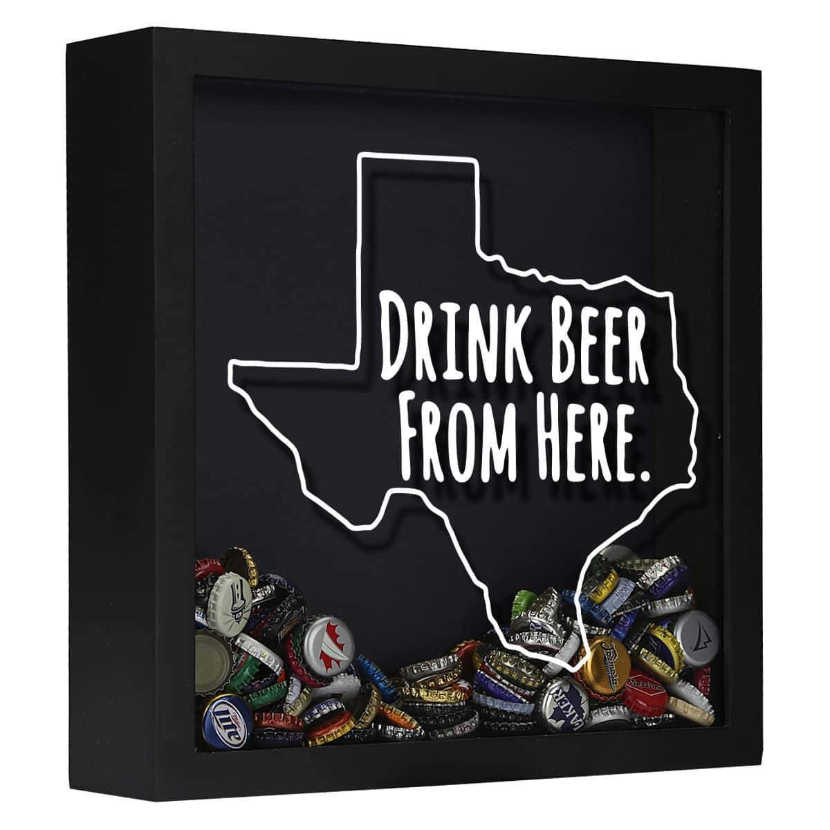 Torched Products Shadow Box Black Texas Drink Beer From Here Beer Cap Shadow Box (781184794741)