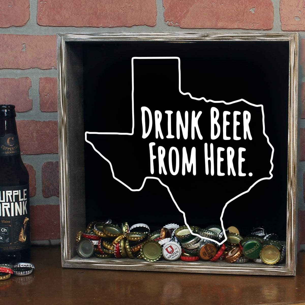 Torched Products Shadow Box Texas Drink Beer From Here Beer Cap Shadow Box (781184794741)