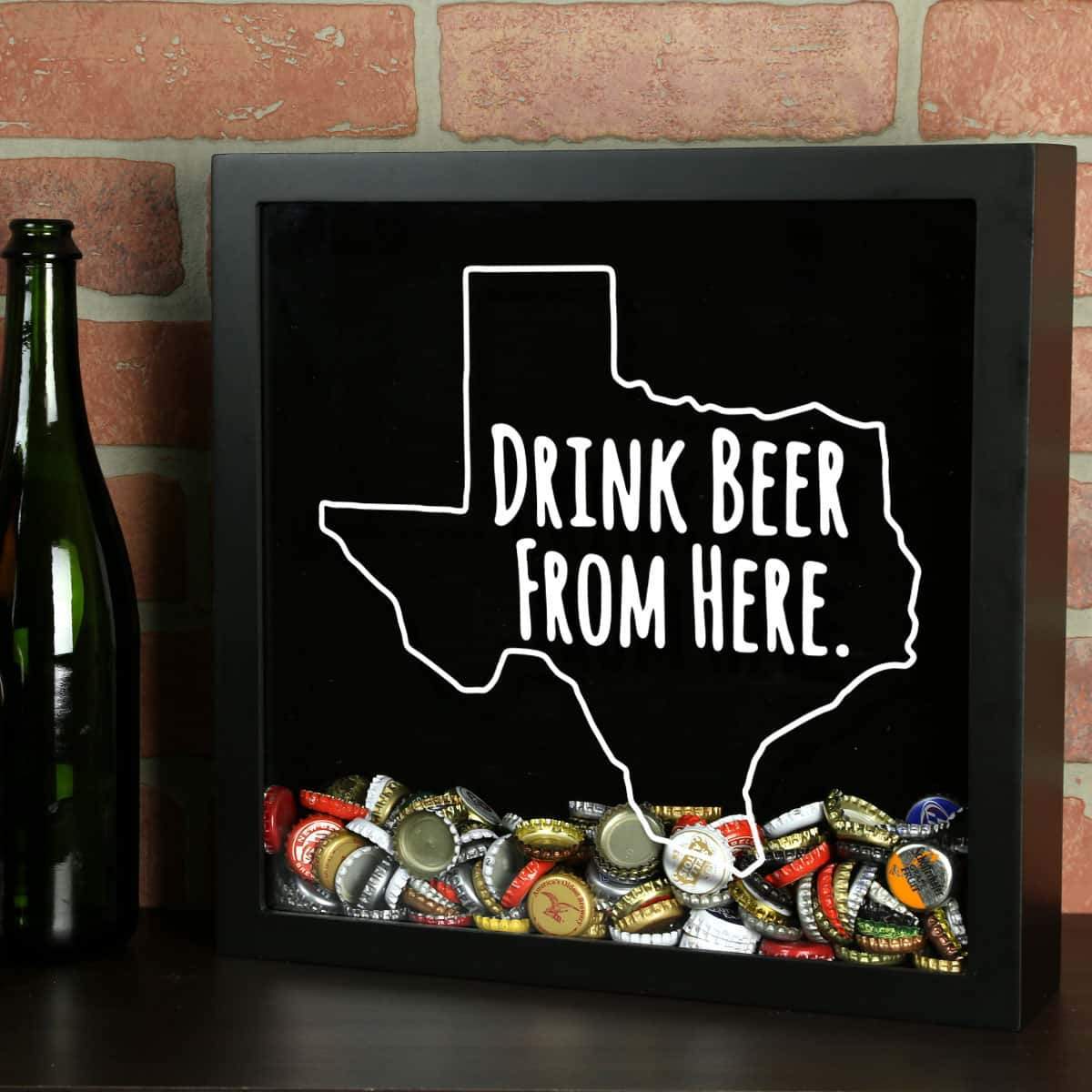 Torched Products Shadow Box Texas Drink Beer From Here Beer Cap Shadow Box (781184794741)