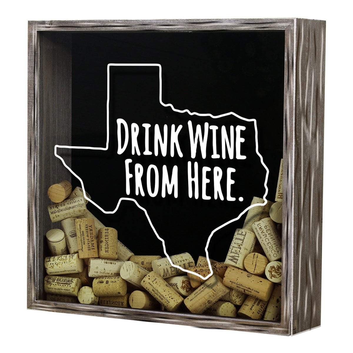 Torched Products Shadow Box Texas Drink Wine From Here Wine Cork Shadow Box (795790344309)