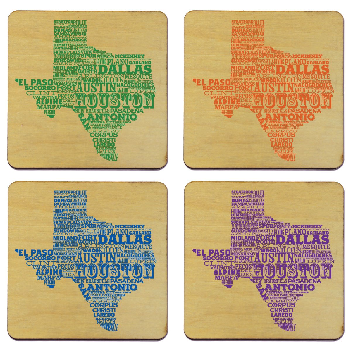 Torched Products Coasters Texas Typography Coaster