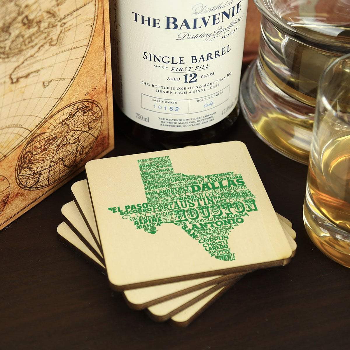 Torched Products Coasters Texas Typography Coaster