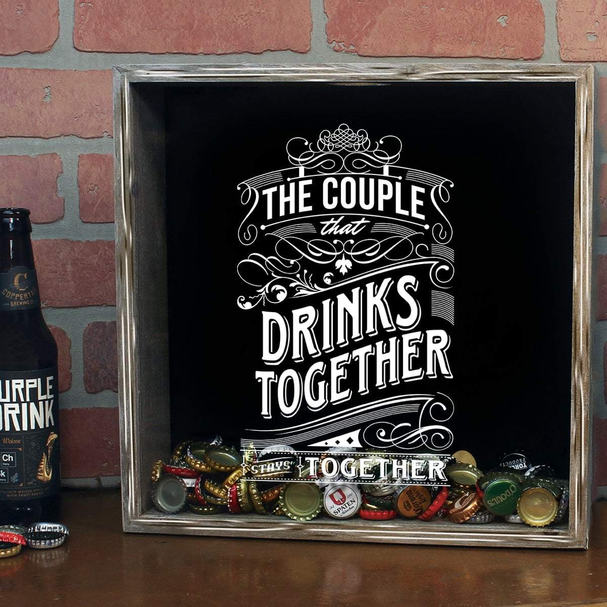 Torched Products Shadow Box Gray The Couple That Drinks Together Stays Together Shadow Box (778762813557)