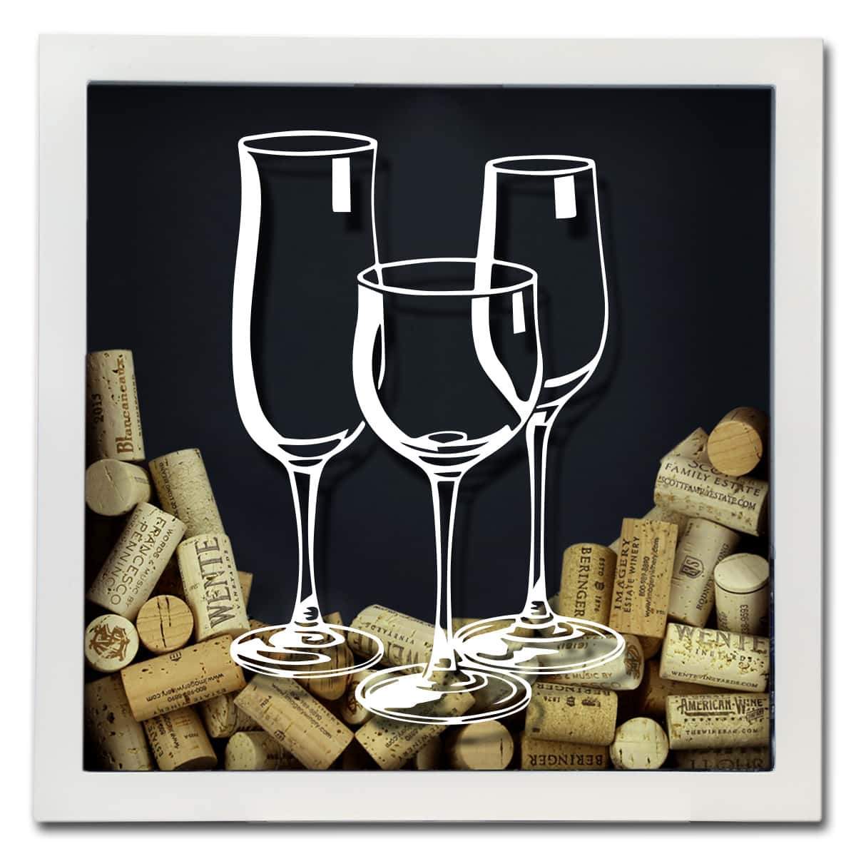 Three Wine Glasses Wine Cork Shadow Box Torched Products