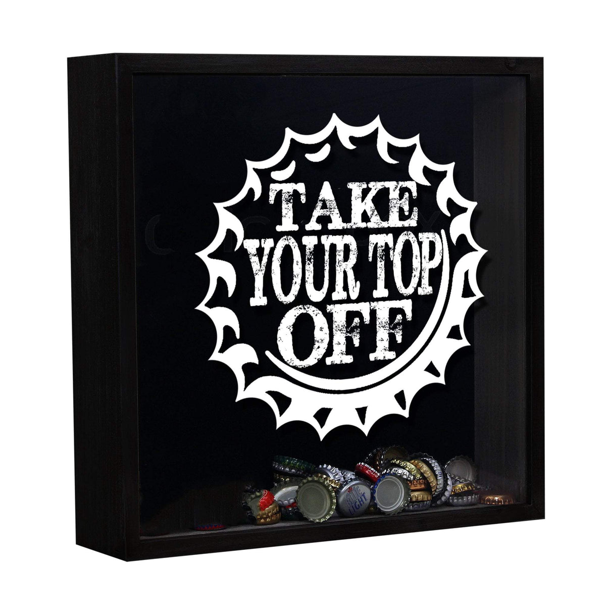 Torched Products Shadow Box Black Tops Off Beer Cap Shadow Box