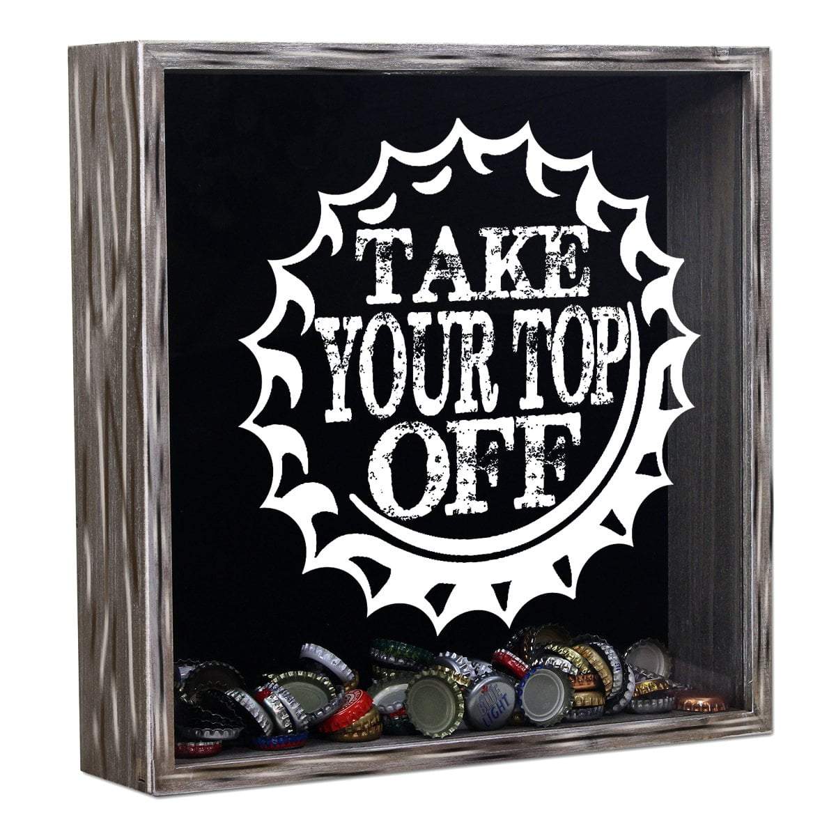 Torched Products Shadow Box Black Tops Off Beer Cap Shadow Box