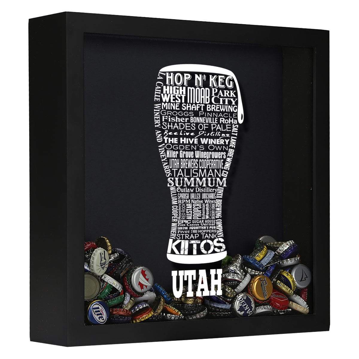 Torched Products Shadow Box Black Utah Beer Typography Shadow Box (779394351221)
