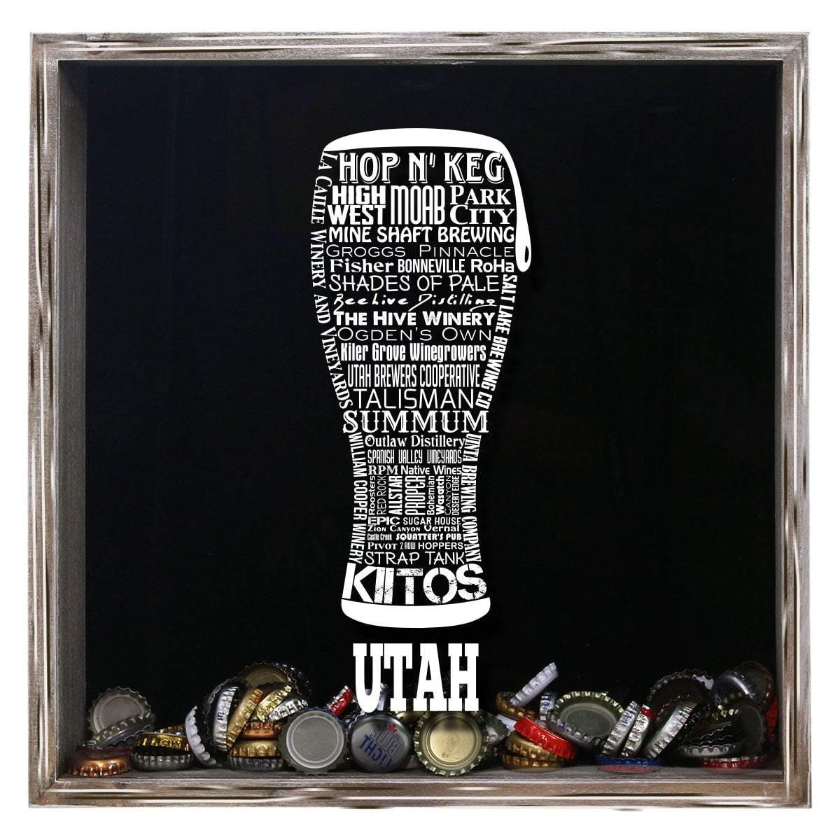 Torched Products Shadow Box Gray Utah Beer Typography Shadow Box (779394351221)