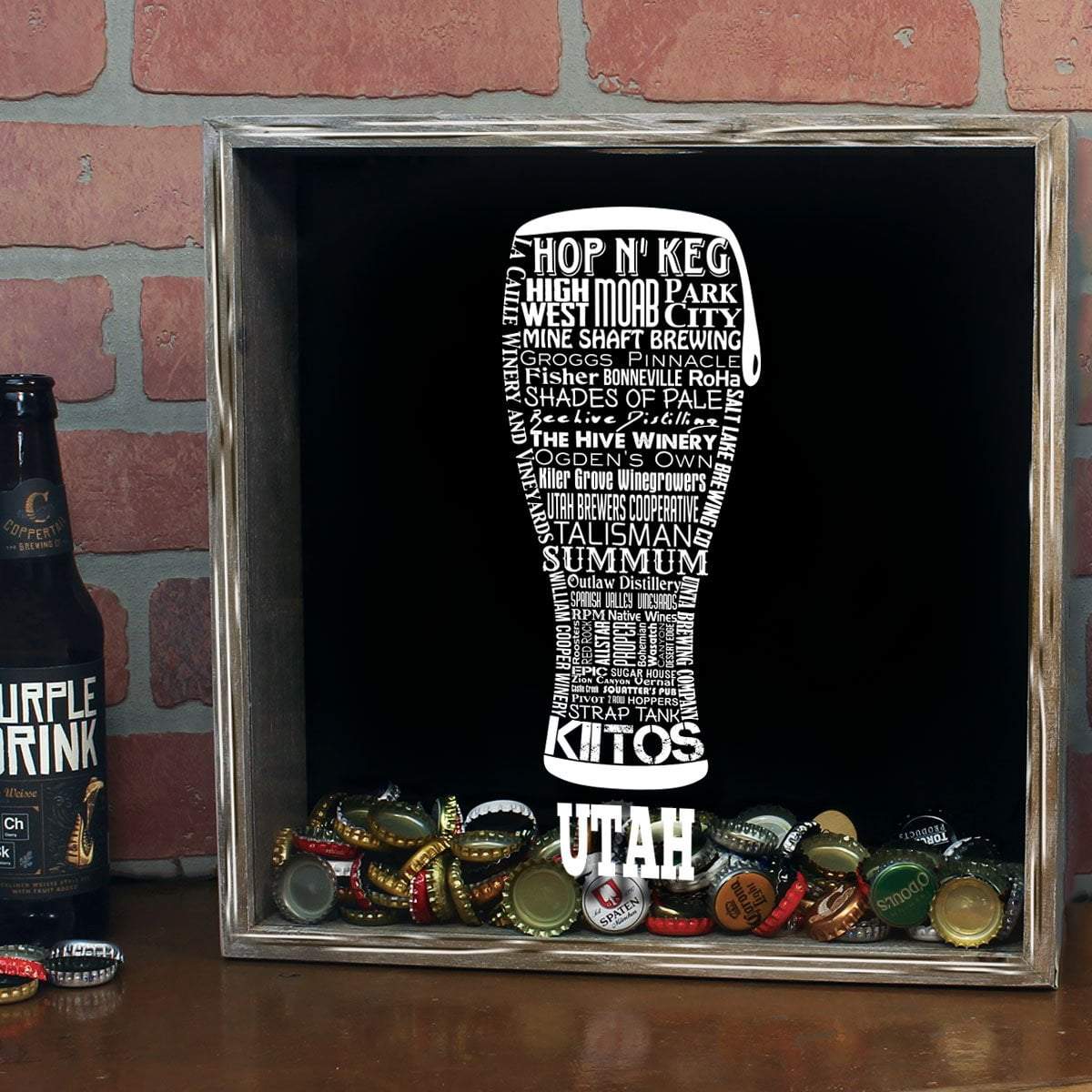 Torched Products Shadow Box Utah Beer Typography Shadow Box (779394351221)
