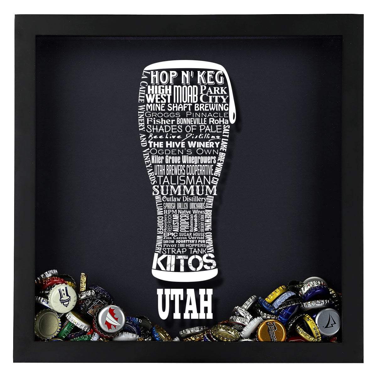 Torched Products Shadow Box Utah Beer Typography Shadow Box (779394351221)