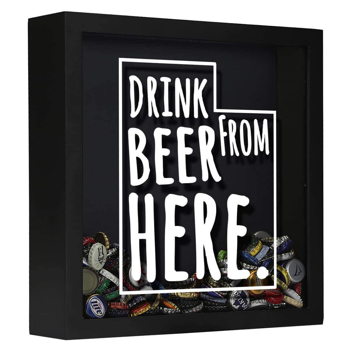 Torched Products Shadow Box Black Utah Drink Beer From Here Beer Cap Shadow Box (781184991349)