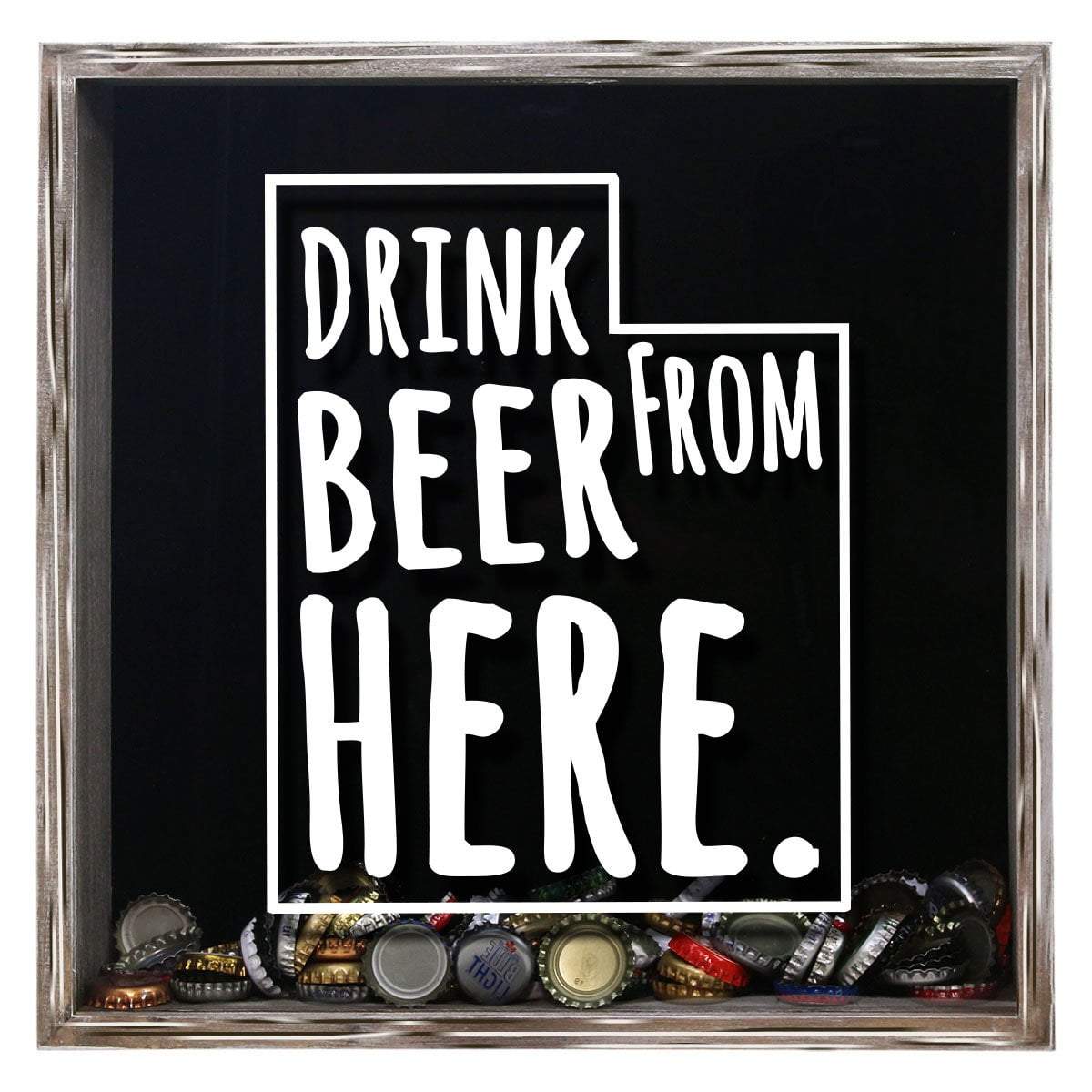 Torched Products Shadow Box Gray Utah Drink Beer From Here Beer Cap Shadow Box (781184991349)