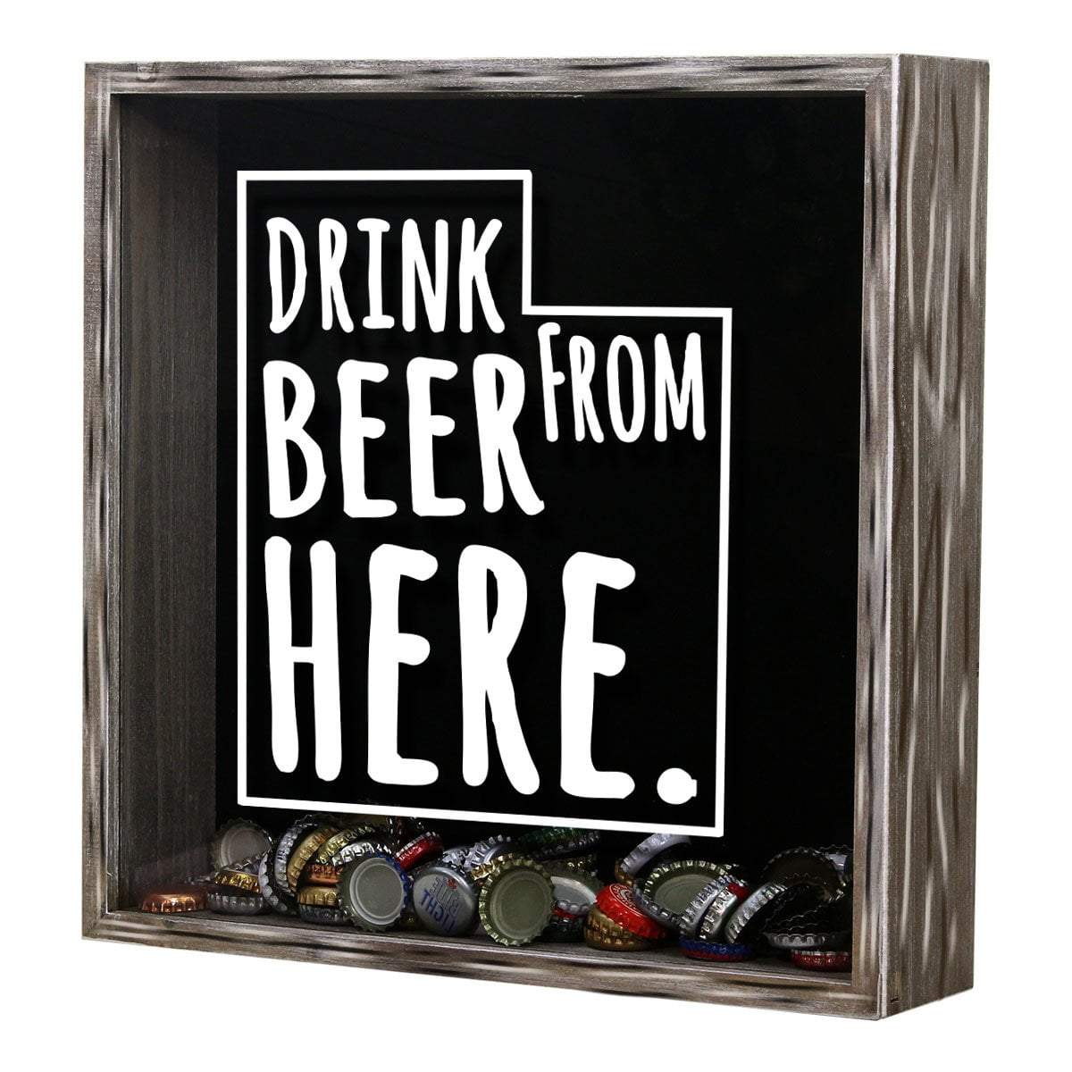 Torched Products Shadow Box Utah Drink Beer From Here Beer Cap Shadow Box (781184991349)