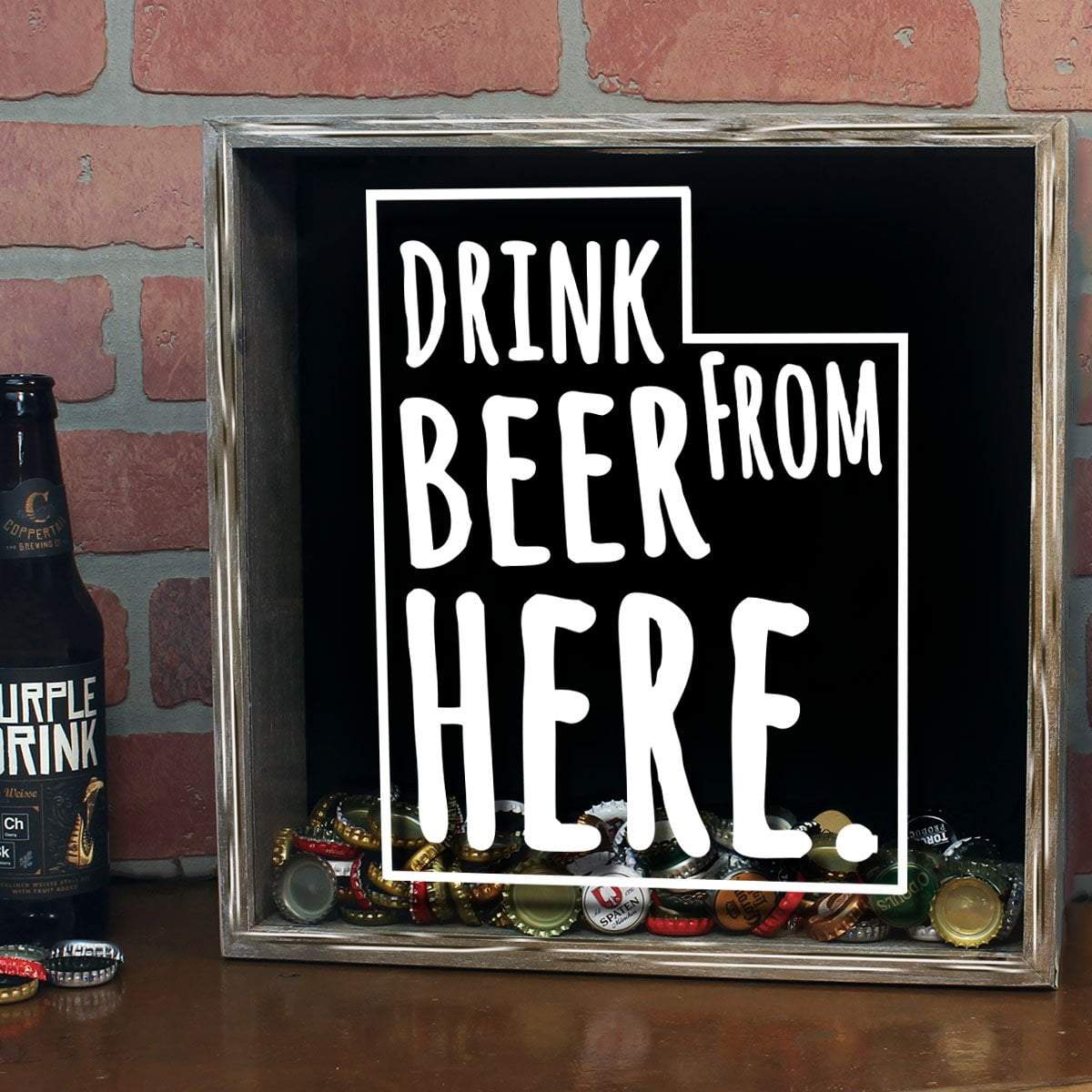 Torched Products Shadow Box Utah Drink Beer From Here Beer Cap Shadow Box (781184991349)